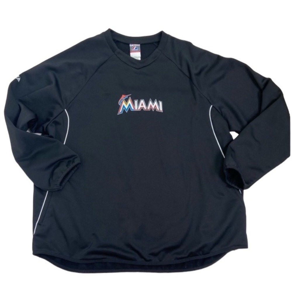 Majestic Miami Marlins MLB  XL therma base pullover black